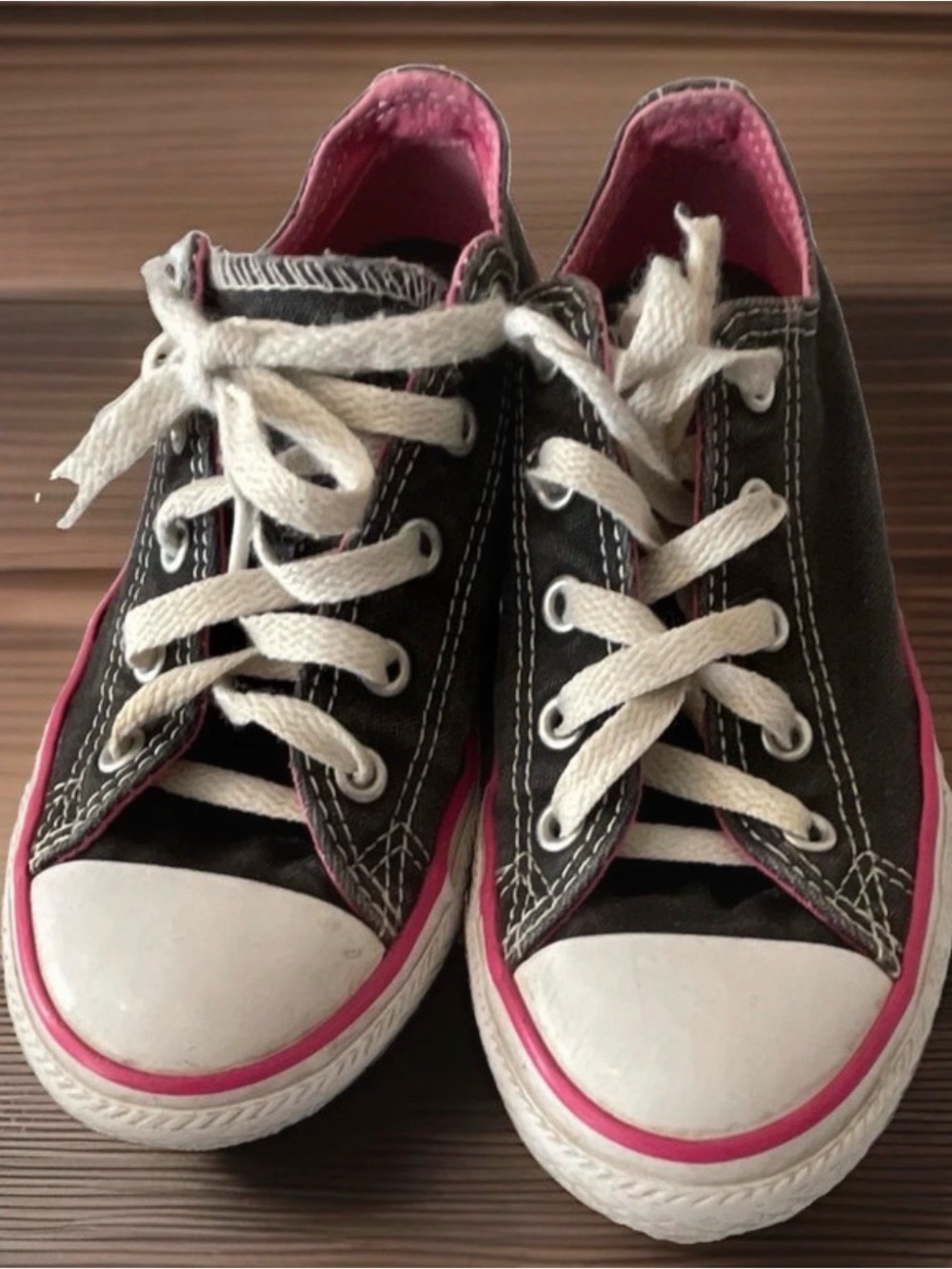Converse All Star Double Tongue Shoes Black Pink kids 1 Low Top Sneakers Rare